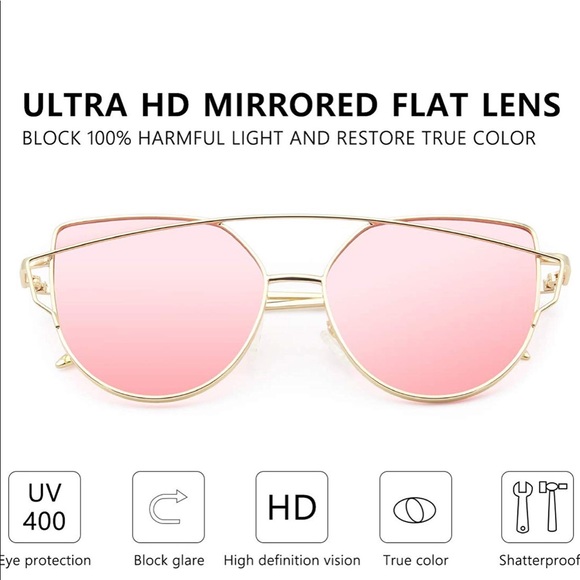 Gold and pink aviator mirrored sunnies - Picture 6 of 8